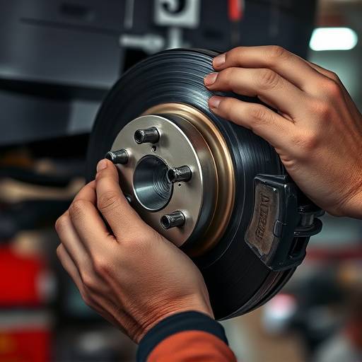 Close-up of brake pads being replaced