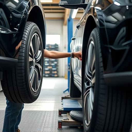 Technician performing a tire rotation and balancing service, ensuring even wear and optimal performance.